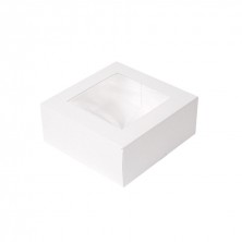 Cajas Pastelería Cuadradas Con Ventana Blanca 18 x 18 x 7,5 cm (Pack 50 Uds.)