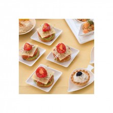 Plato Cuadrado Blanco Bionic 6,5 x 6,5 x 1,2 cm. (Pack 50 Uds.)