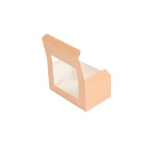 Cajas Pastelería Alargada Con Ventana Kraft 18 x 11 x 8 cm. (Pack 50 Uds.) García de Pou - La Casa de Vesta