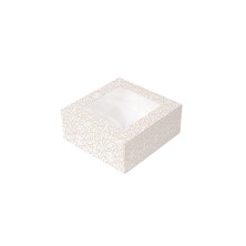 Cajas Pastelería Con Ventana Blanco y Dorado 18 x 18 x 7,5 cm. (Pack 50 Uds.) García de Pou - La Casa de Vesta
